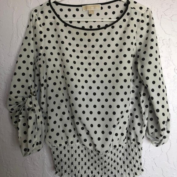 MICHAEL KORS BLACK POLKA DOT SIZE S BLOUSE - Picture 1 of 5